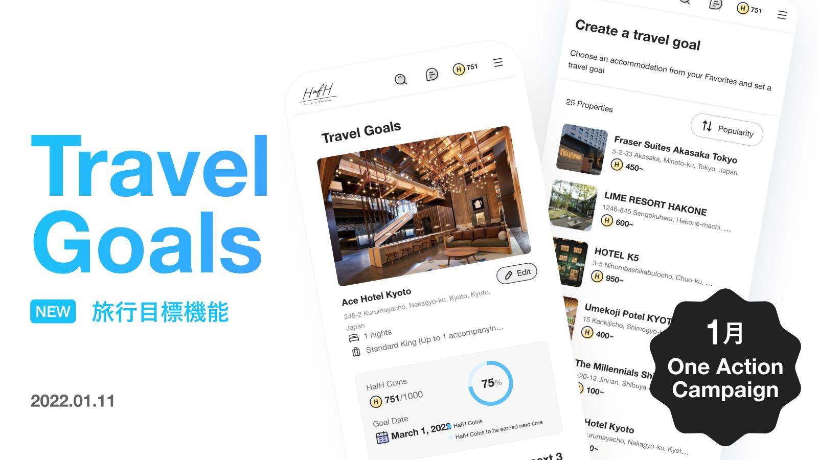 New feature! Set your Travel Goals. (Complete January’s One-Step Promo challenge)