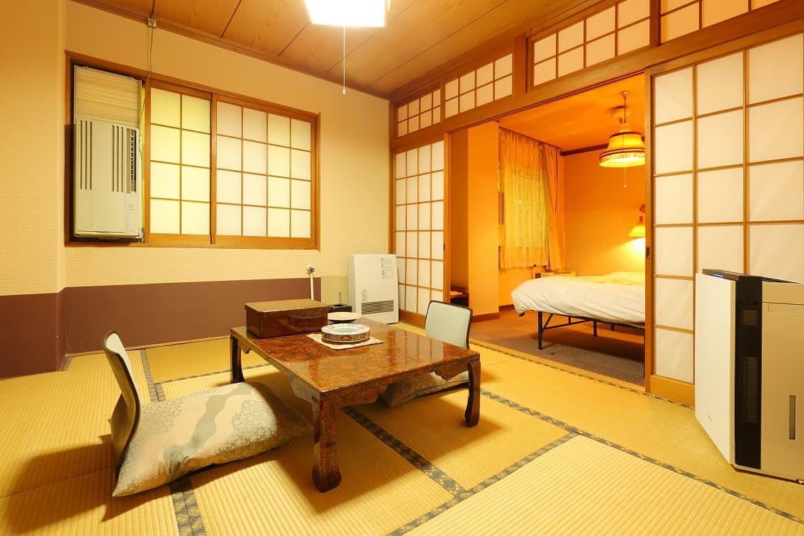 Comfortable room with relaxing Japanese-style room and bed Japanese-style room 6 tatami mats + Western-style room 6 tatami mats [Annex bed non-smoking] - Matsudaya Ryokan